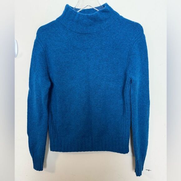J. Crew Marino Wool Blend Teal Sweater Mock Turtle Neck Size Small style #J6366 - Picture 1 of 5